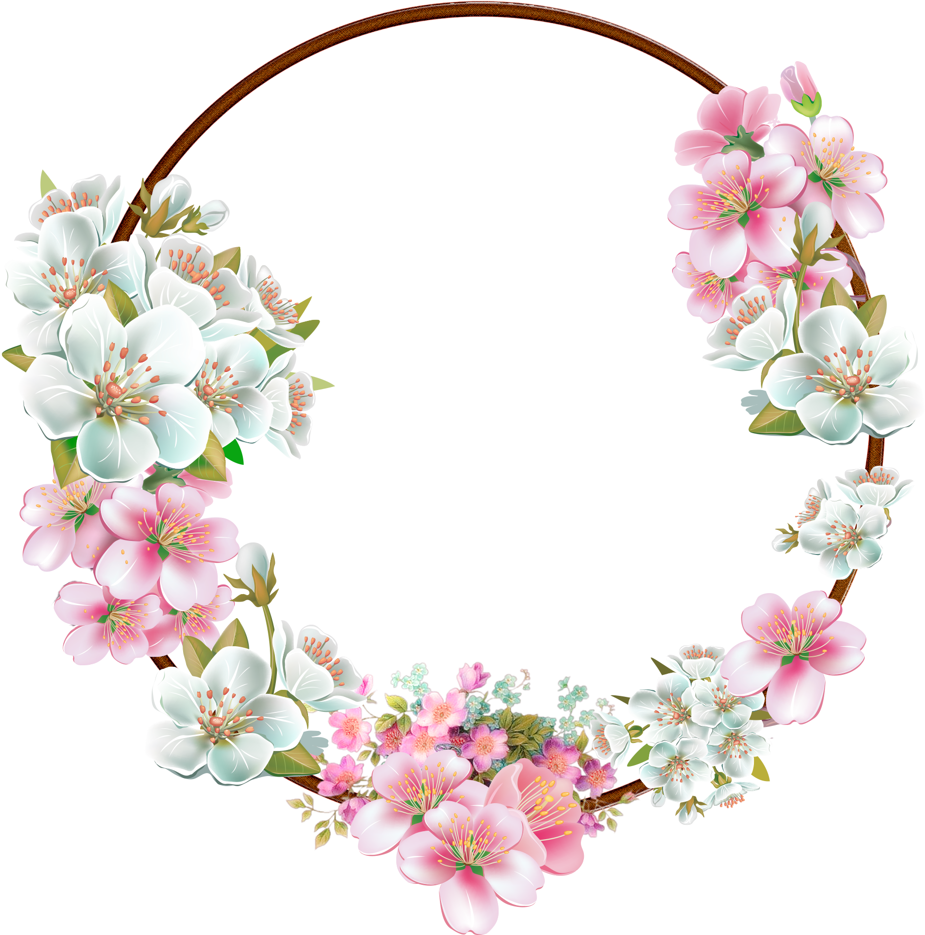 Frame Flower Border Circle Free PNG HQ Transparent PNG Image