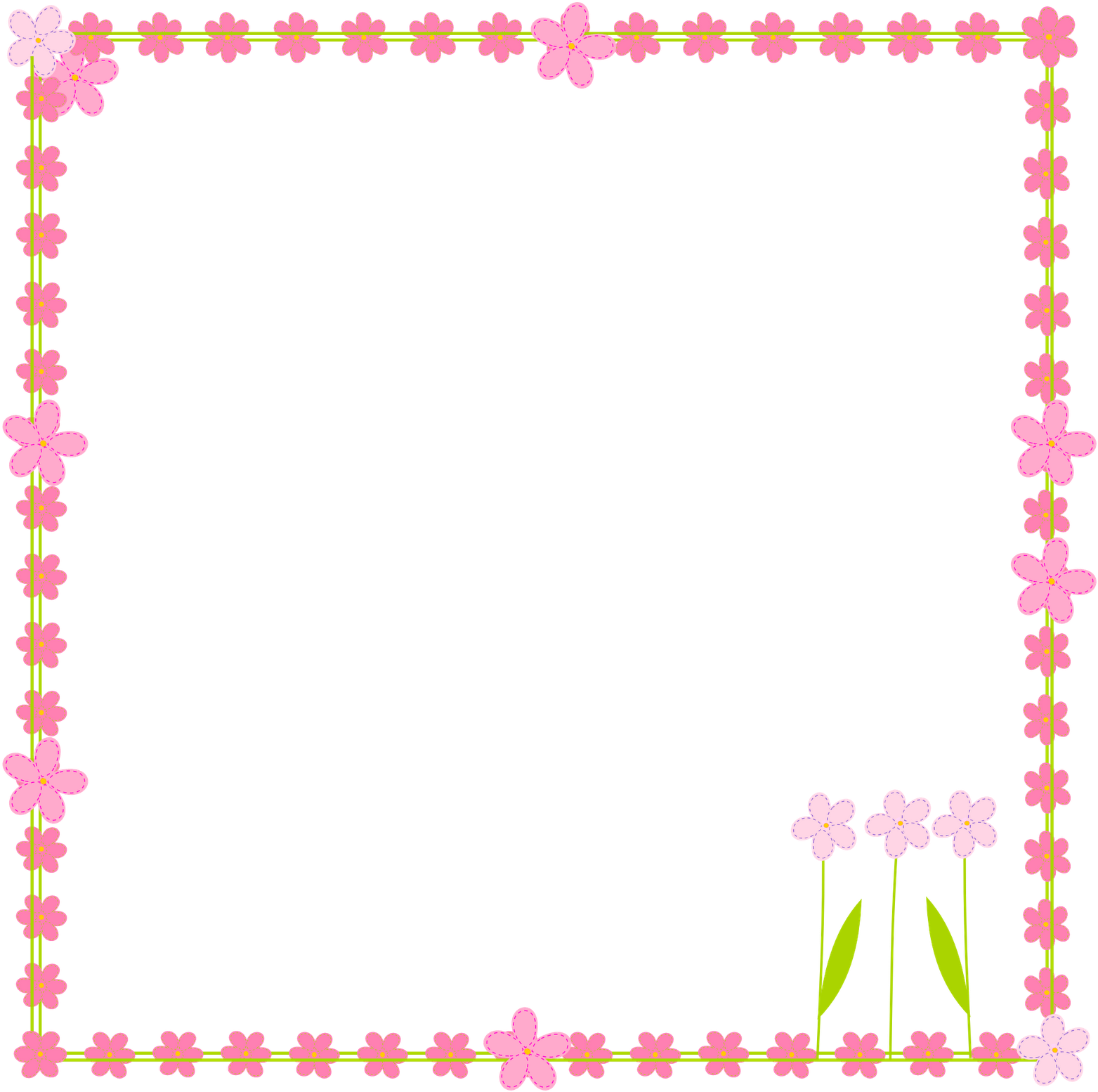 Border Frame Vector Square Flower Transparent PNG Image