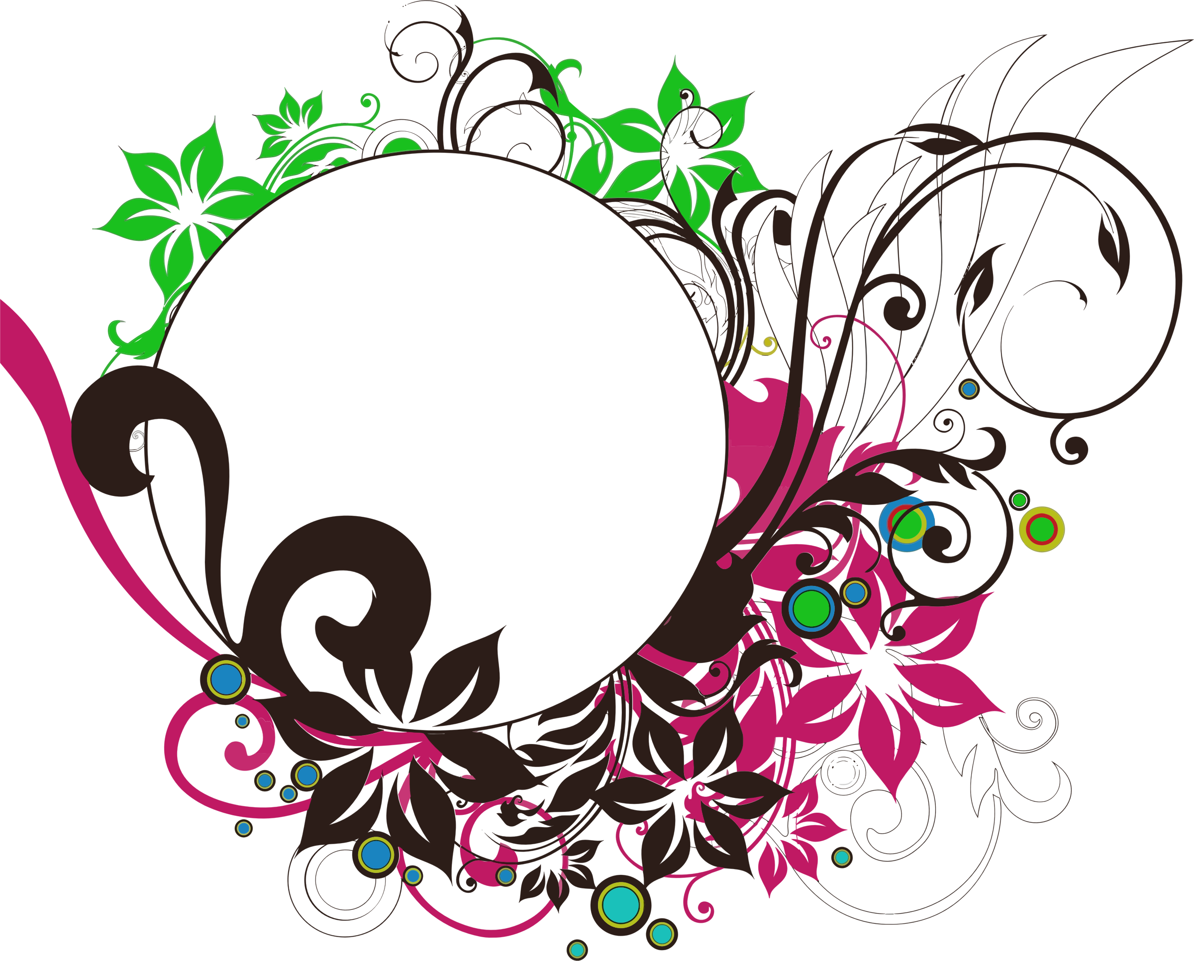 Floral Round Frame Photo Transparent PNG Image