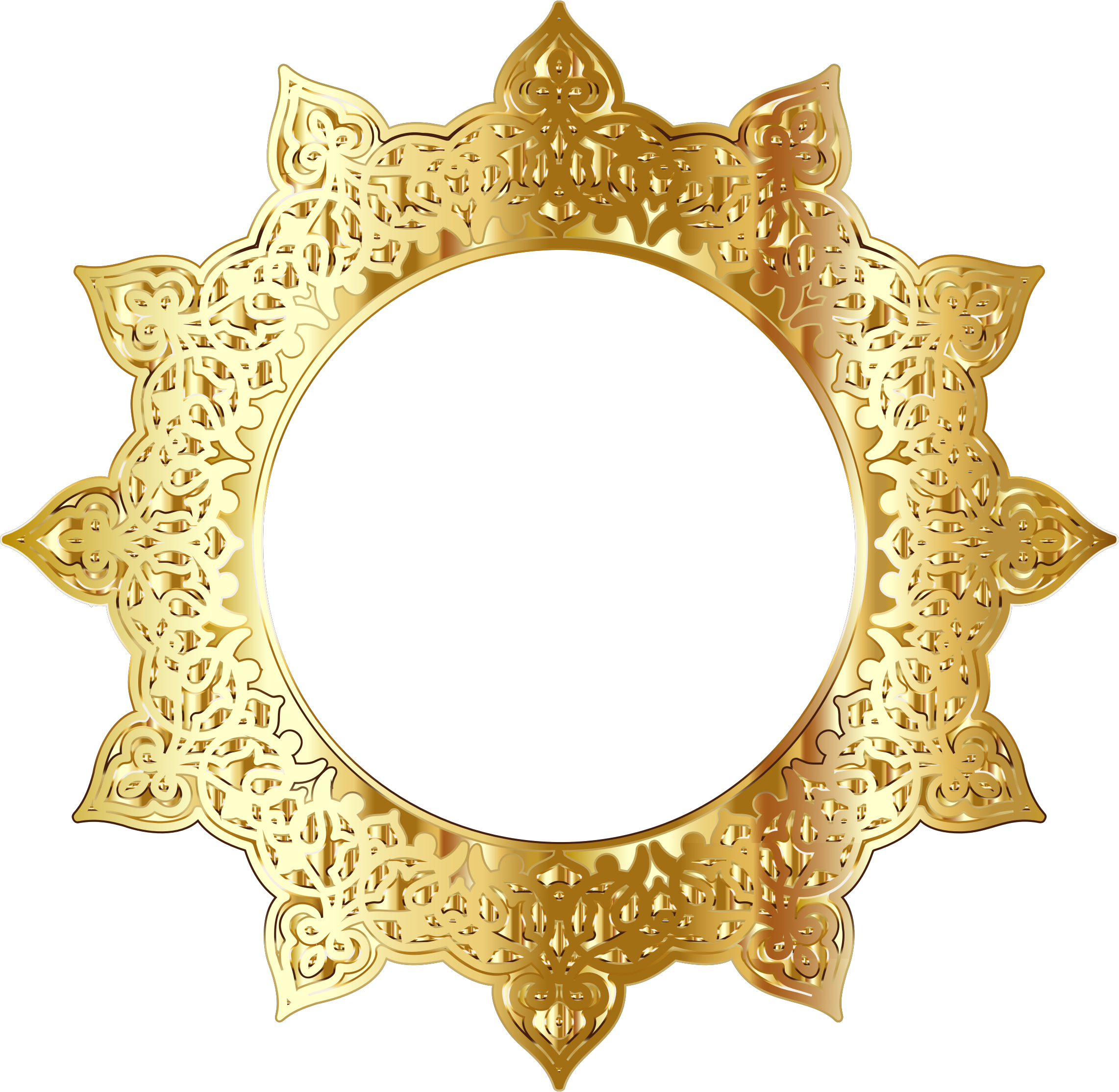 Golden Round Frame Picture Transparent PNG Image