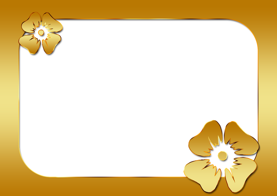 Gold Flower Frame Photo Transparent PNG Image