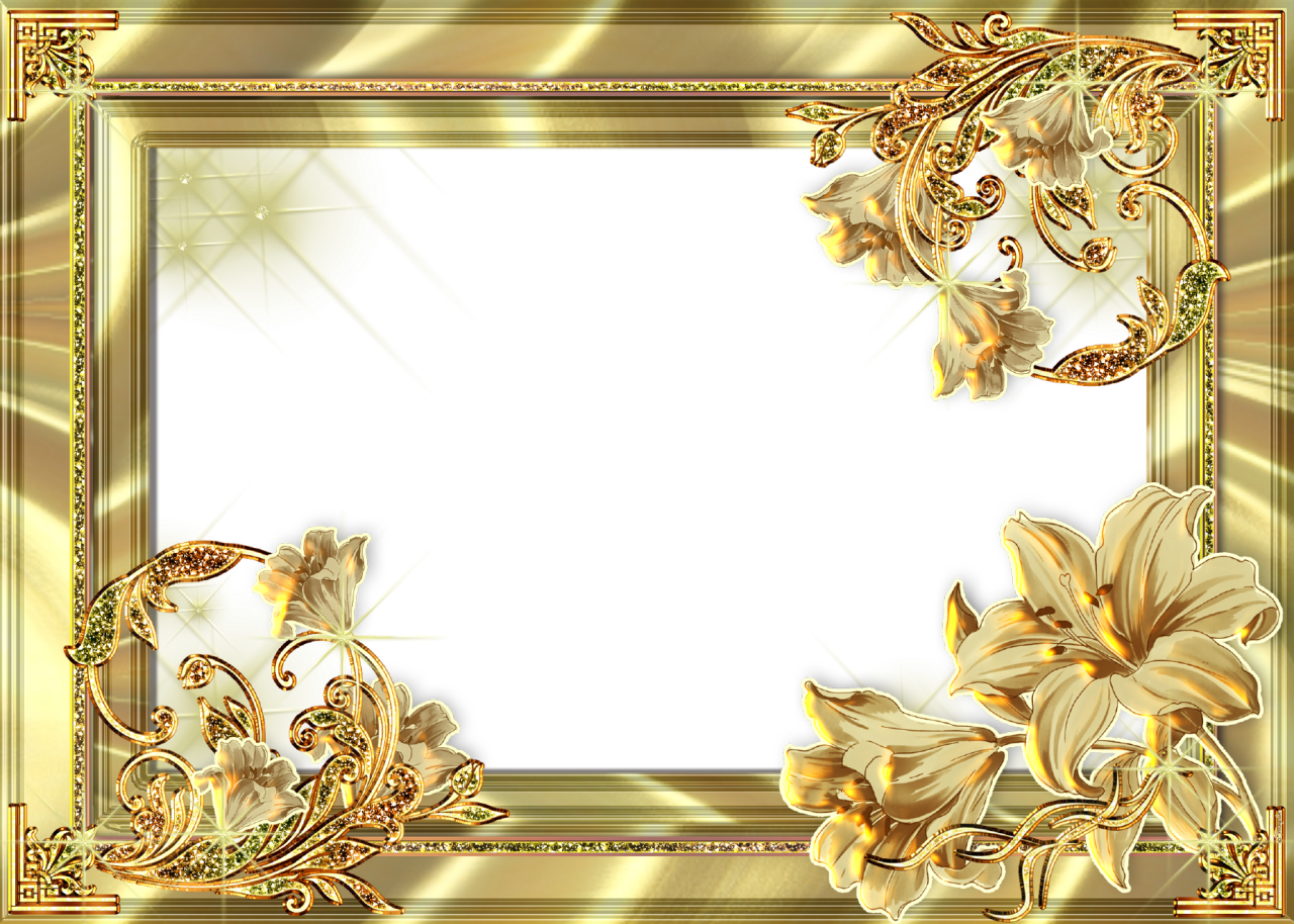 Gold Flower Frame Photos Transparent PNG Image