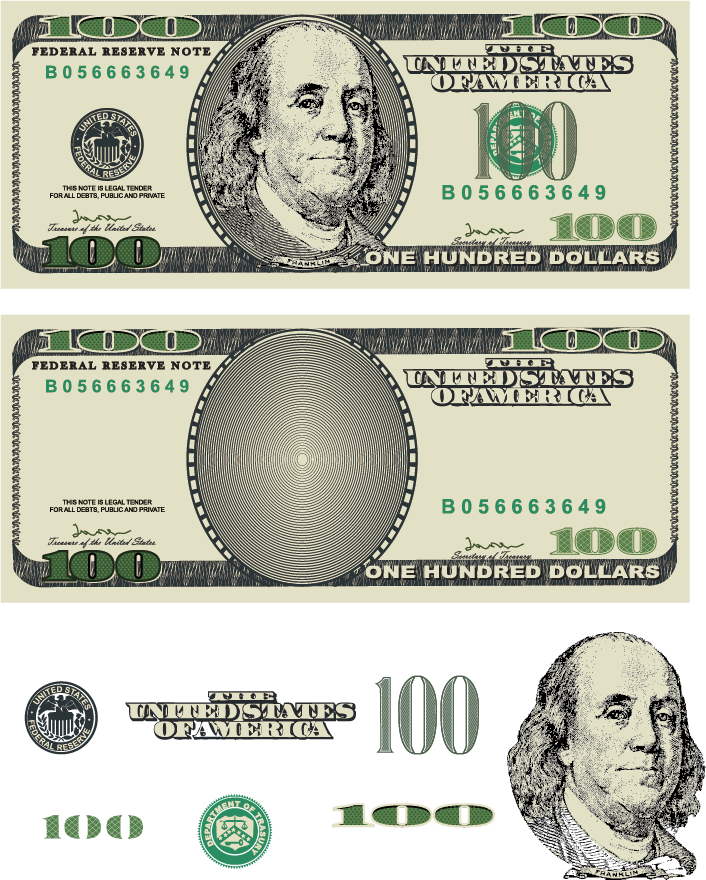 United Bill Dollar One-Dollar One States Vector Transparent PNG Image