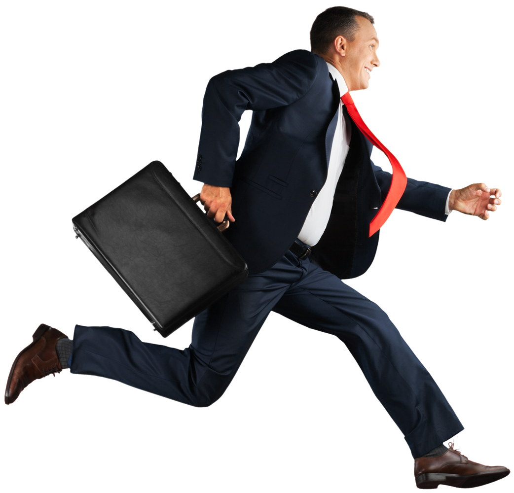 Running Businessperson Briefcase Business Recruiter Free Frame Transparent PNG Image