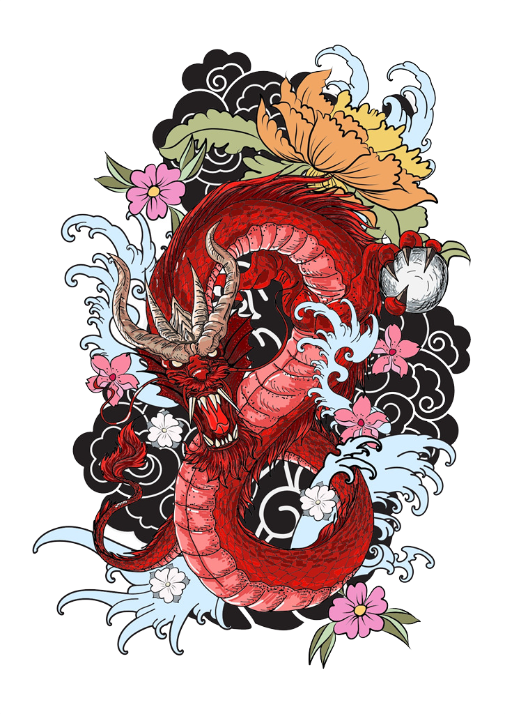 Tattoo Dragon Book Colouring Drawing Red Transparent PNG Image