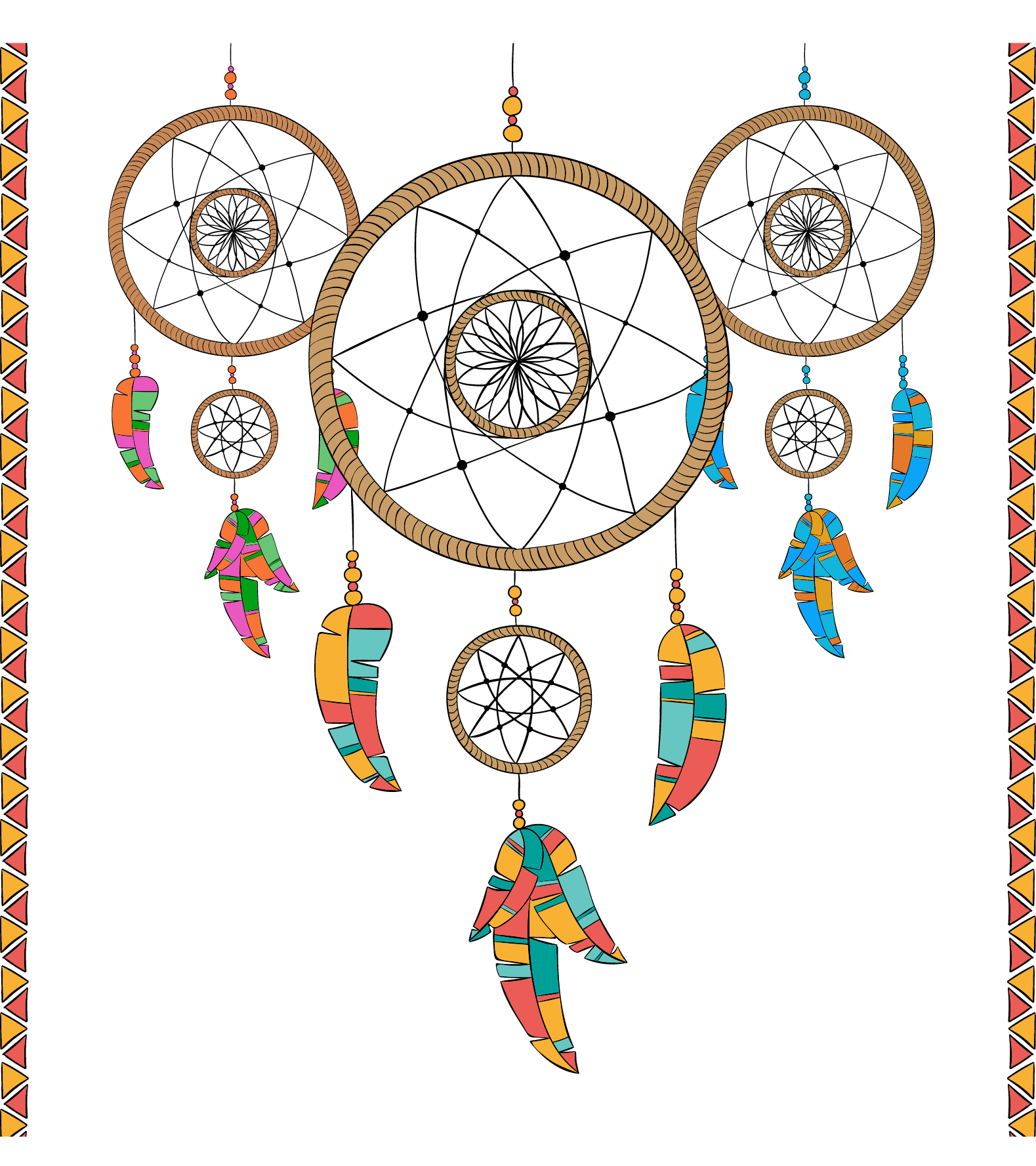 Hamsa Painted Dreamcatcher Three Vector Drawing Transparent PNG Image