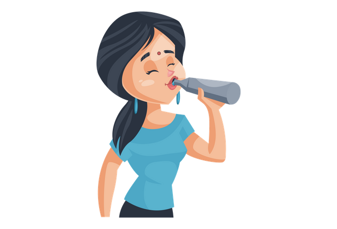 Pic Girl Vector Drinking Young Transparent PNG Image