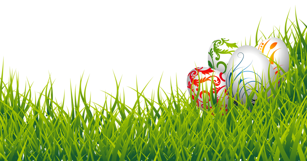 Floral Design Easter Eggs In Grass Transparent PNG Image