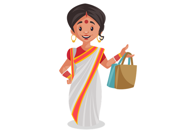 Bag Girl Shopping Bengali Holding Transparent PNG Image