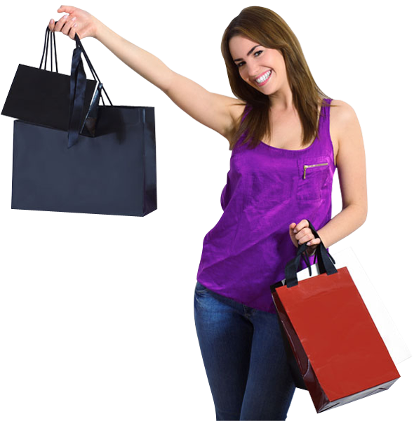 Fashion Shopping Cheerful Bag Holding Girl Transparent PNG Image