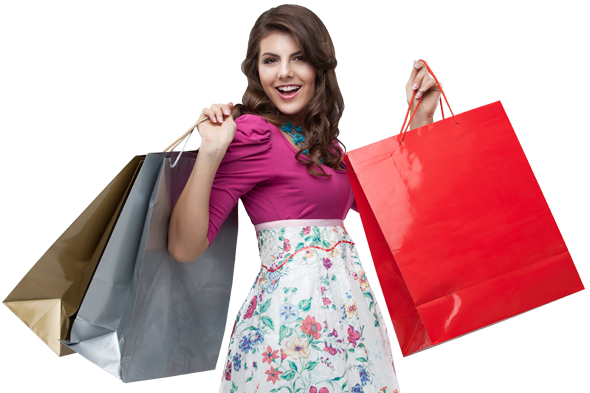 Bag Girl Shopping Excited Holding Transparent PNG Image