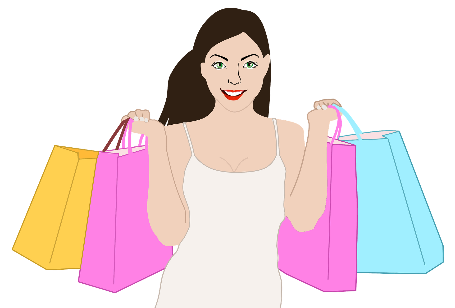 Bag Girl Vector Shopping Holding Transparent PNG Image