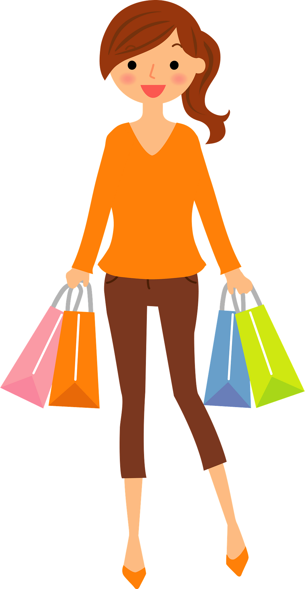 Bag Girl Shopping Holding Happy Transparent PNG Image