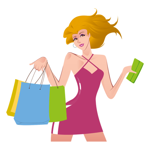 Bag Girl Vector Shopping Holding Transparent PNG Image