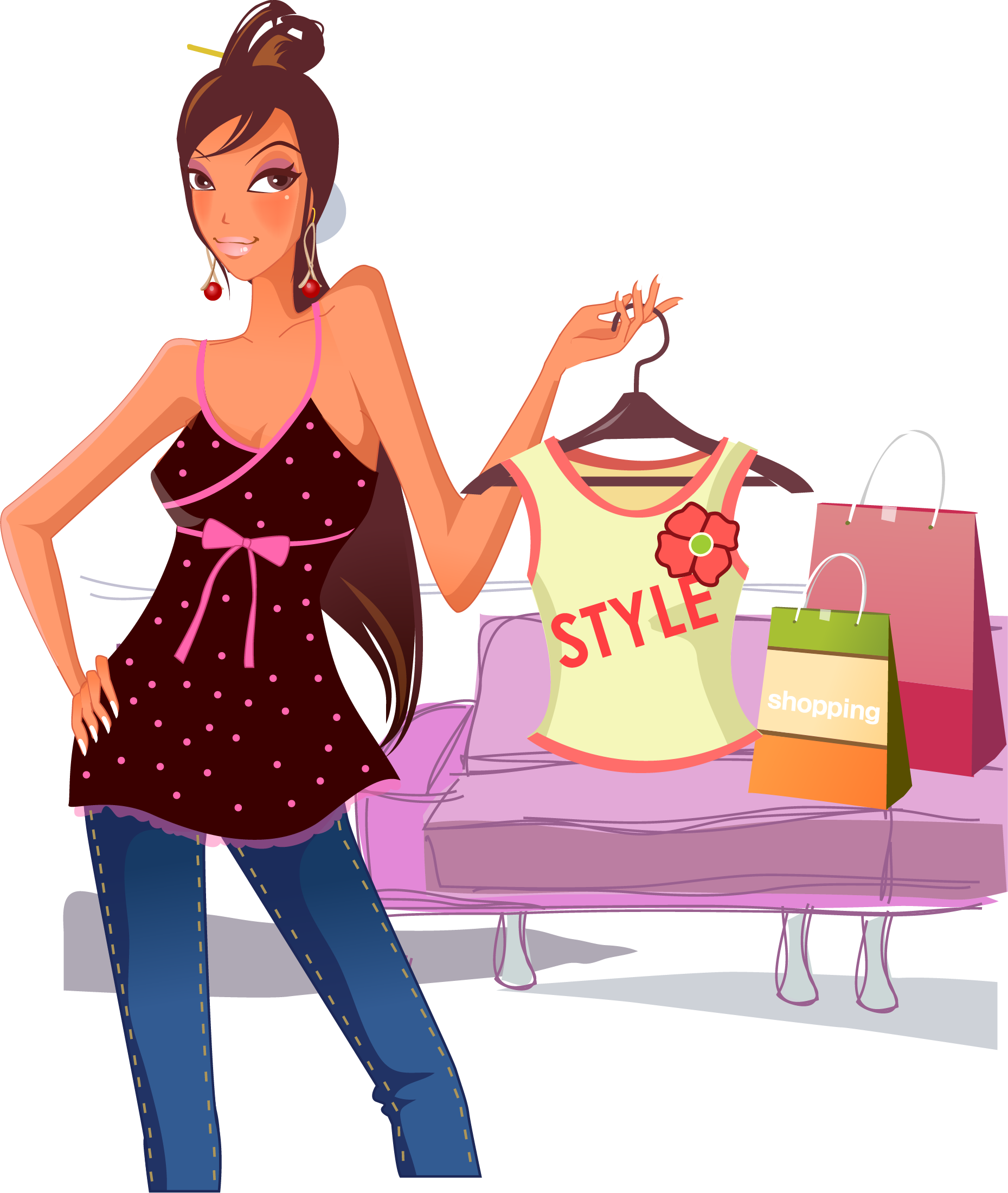 Girl Vector Shopping Free PNG HQ Transparent PNG Image