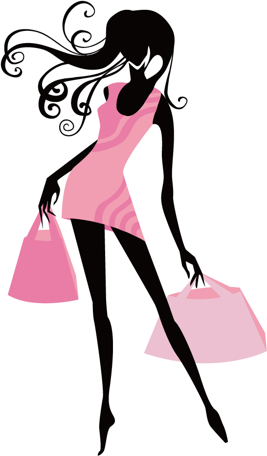 Pink Dress Girl Vector Shopping Transparent PNG Image