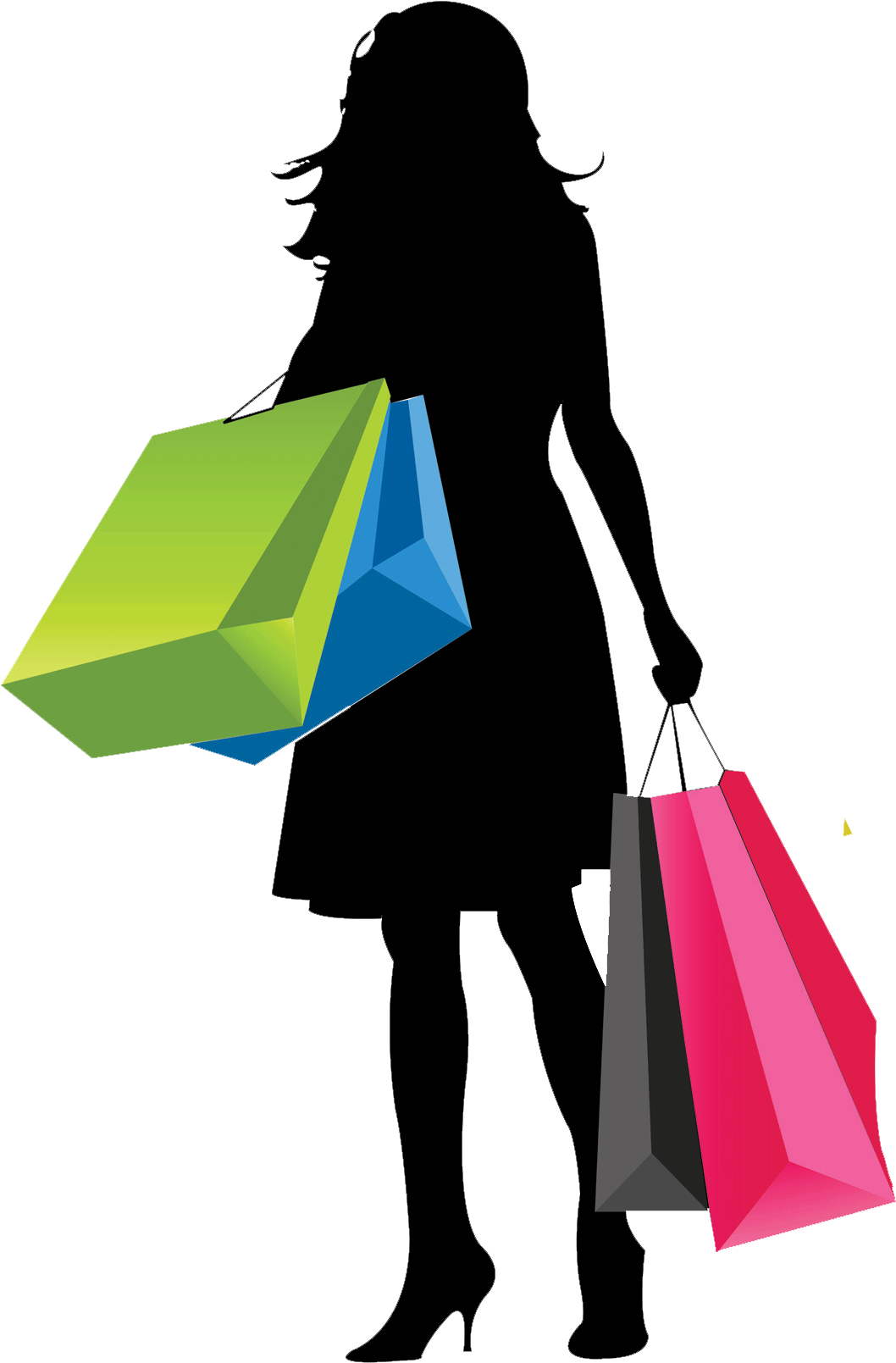 Shopping Girl Vector Silhouette Download Free Image Transparent PNG Image