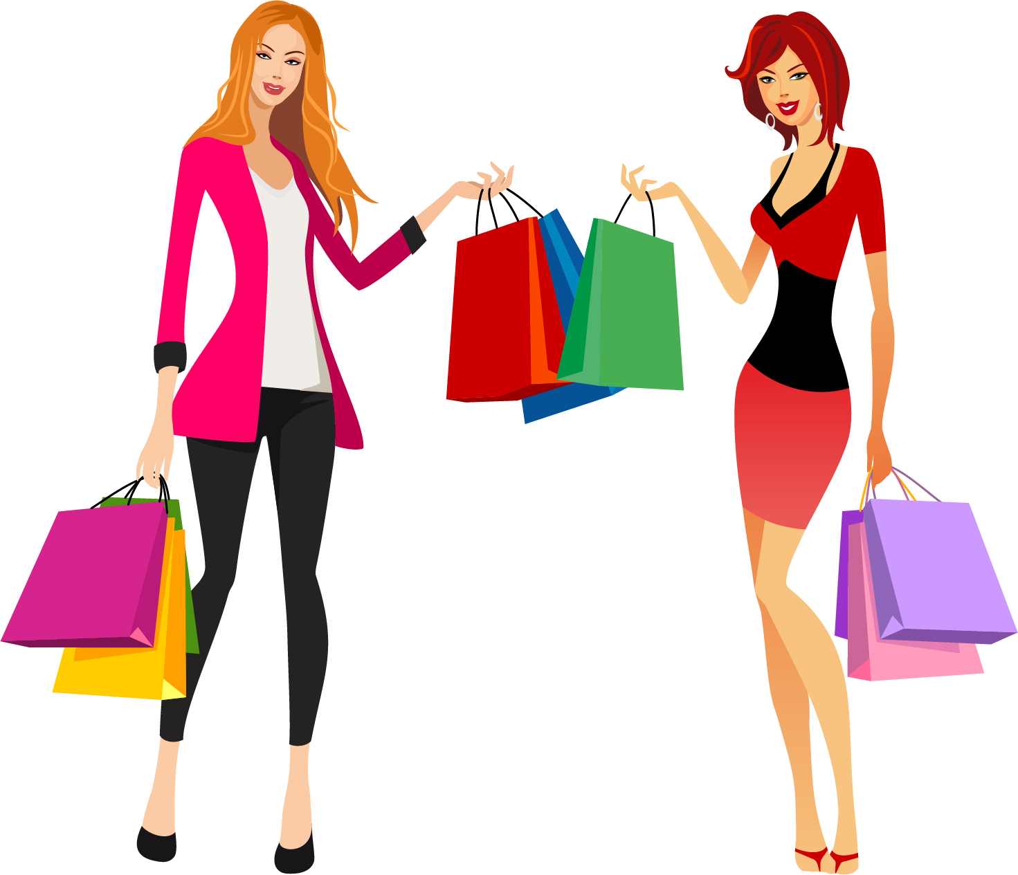 Bags Smiling Vector Shopping Girl Transparent PNG Image