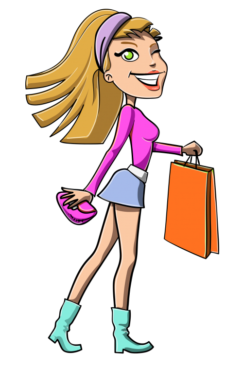 Smiling Vector Shopping Girl Boots Transparent PNG Image