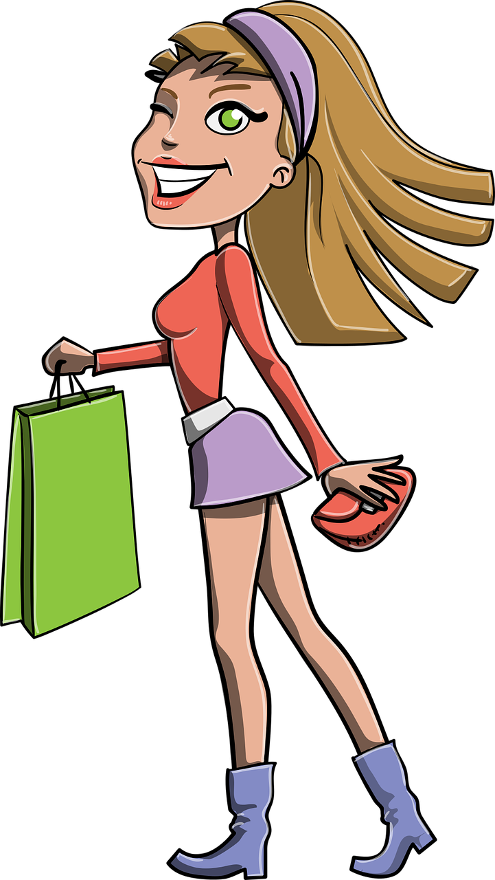 Short Shopping Vector Smiling Skirt Girl Transparent PNG Image