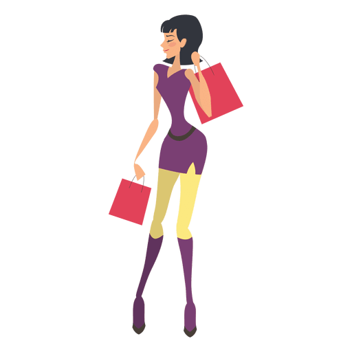 Smiling Vector Shopping Girl Free PNG HQ Transparent PNG Image