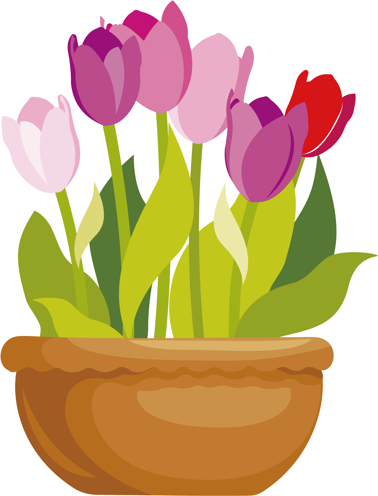 Pot Flower Cartoon Free Transparent Image HD Transparent PNG Image