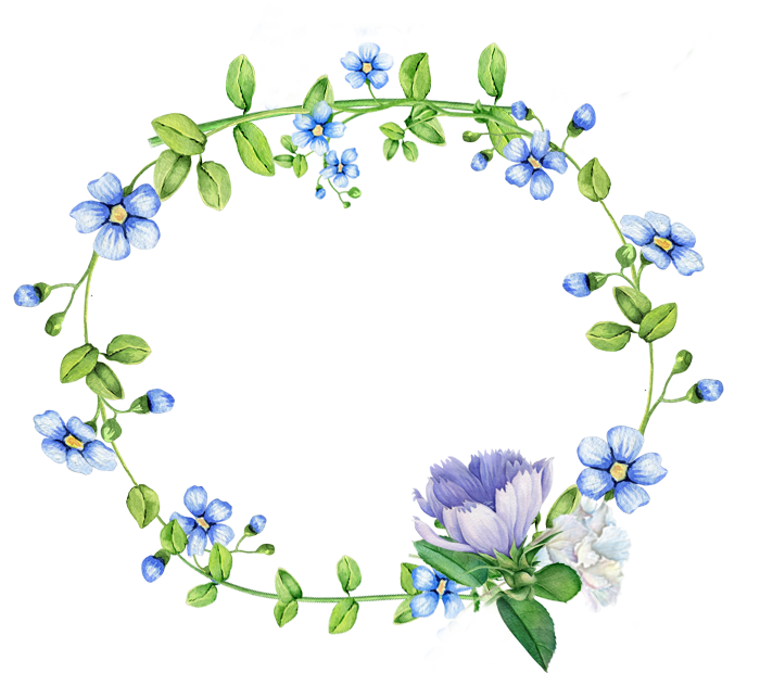 Blue Flowers Border Wreath PNG File HD Transparent PNG Image