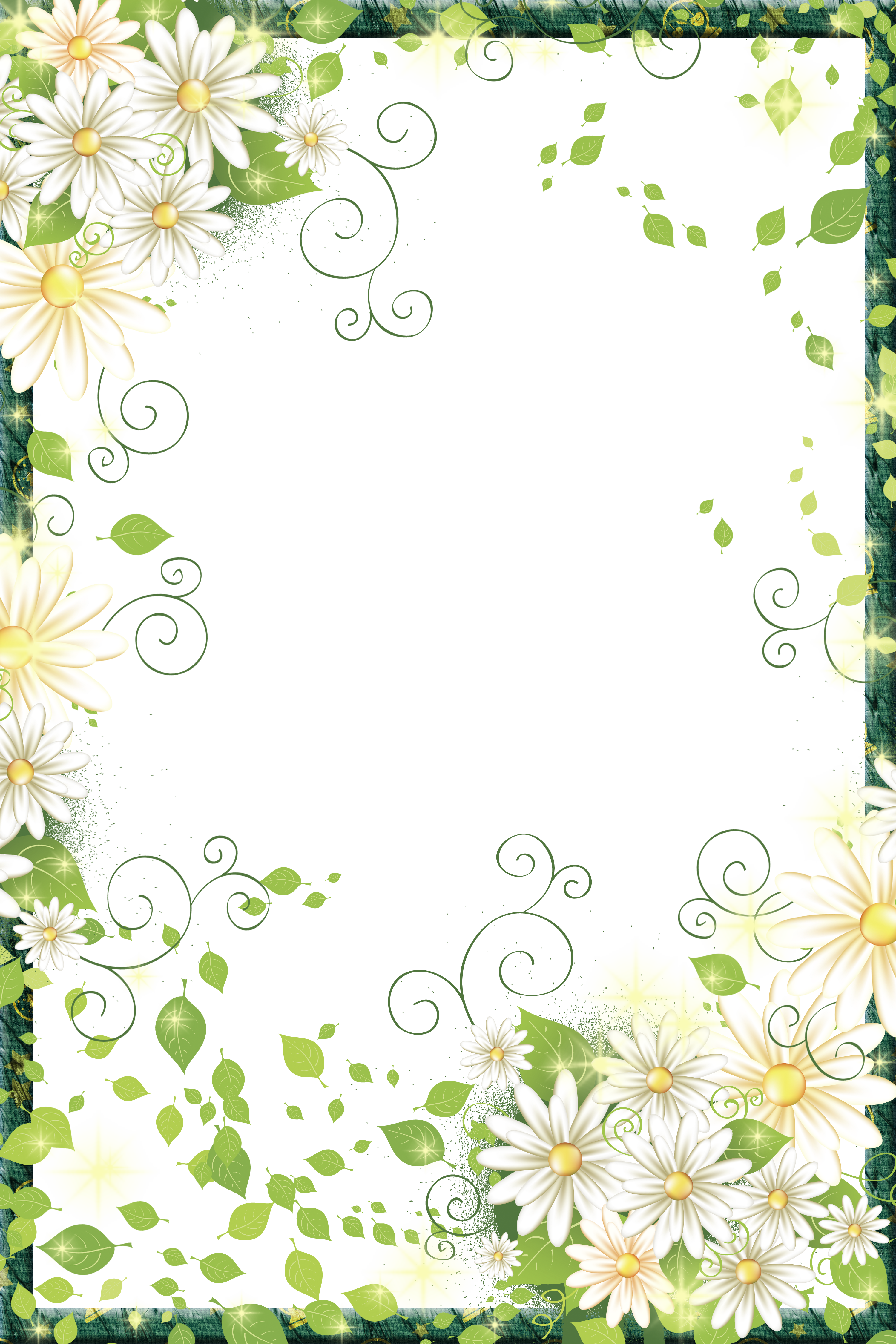 Beautiful Picture Frame Digital Flowers Border Transparent PNG Image