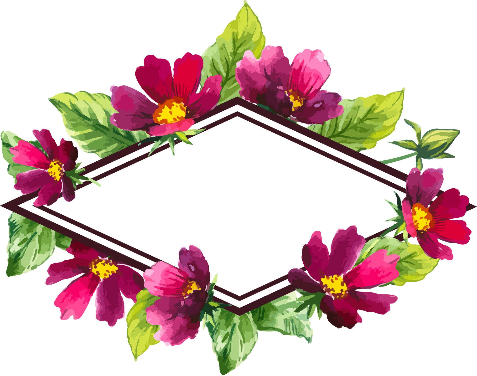 Flower Purple Frame Illustration Design Floral Transparent PNG Image