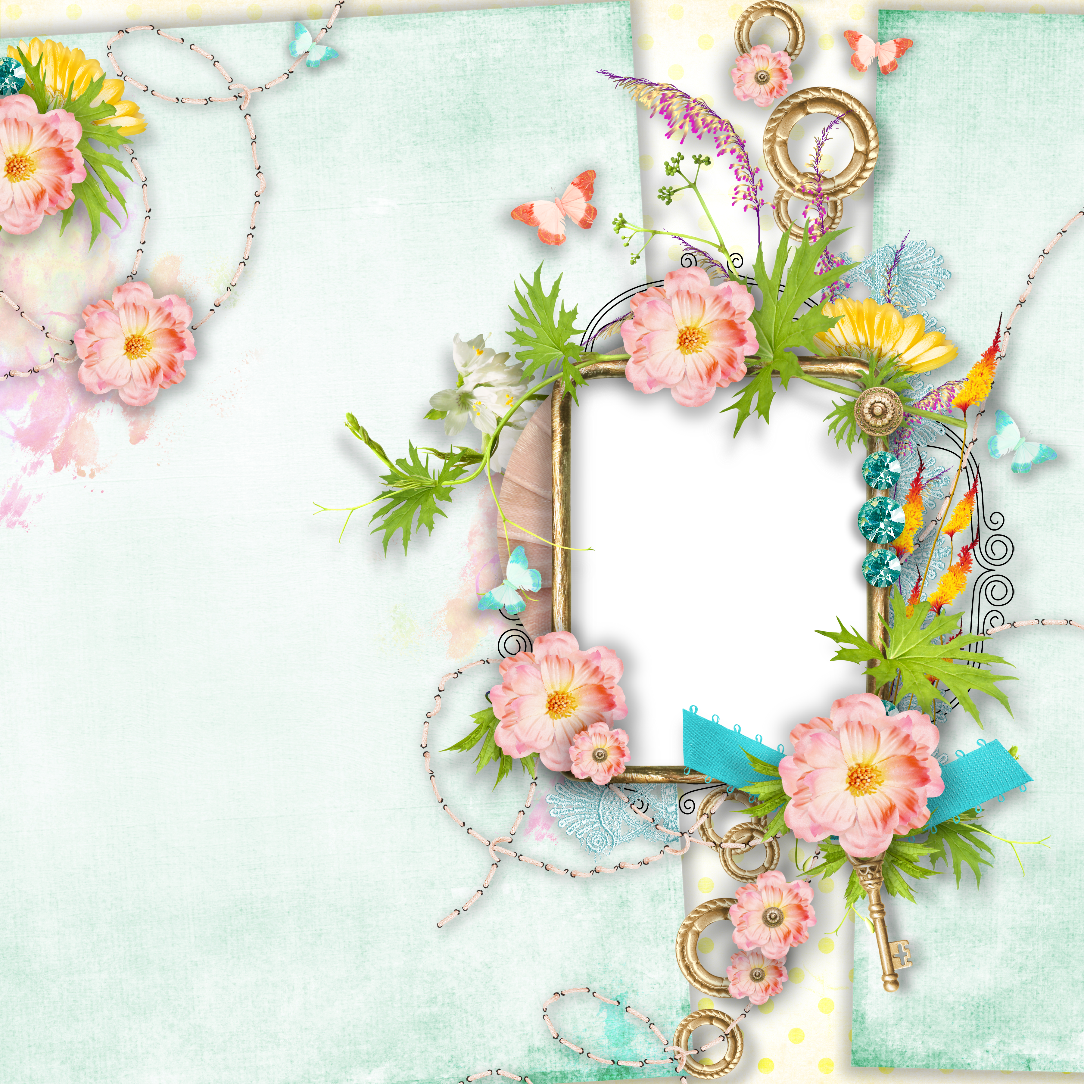 Picture Flower Frame Creative Design Floral Transparent PNG Image