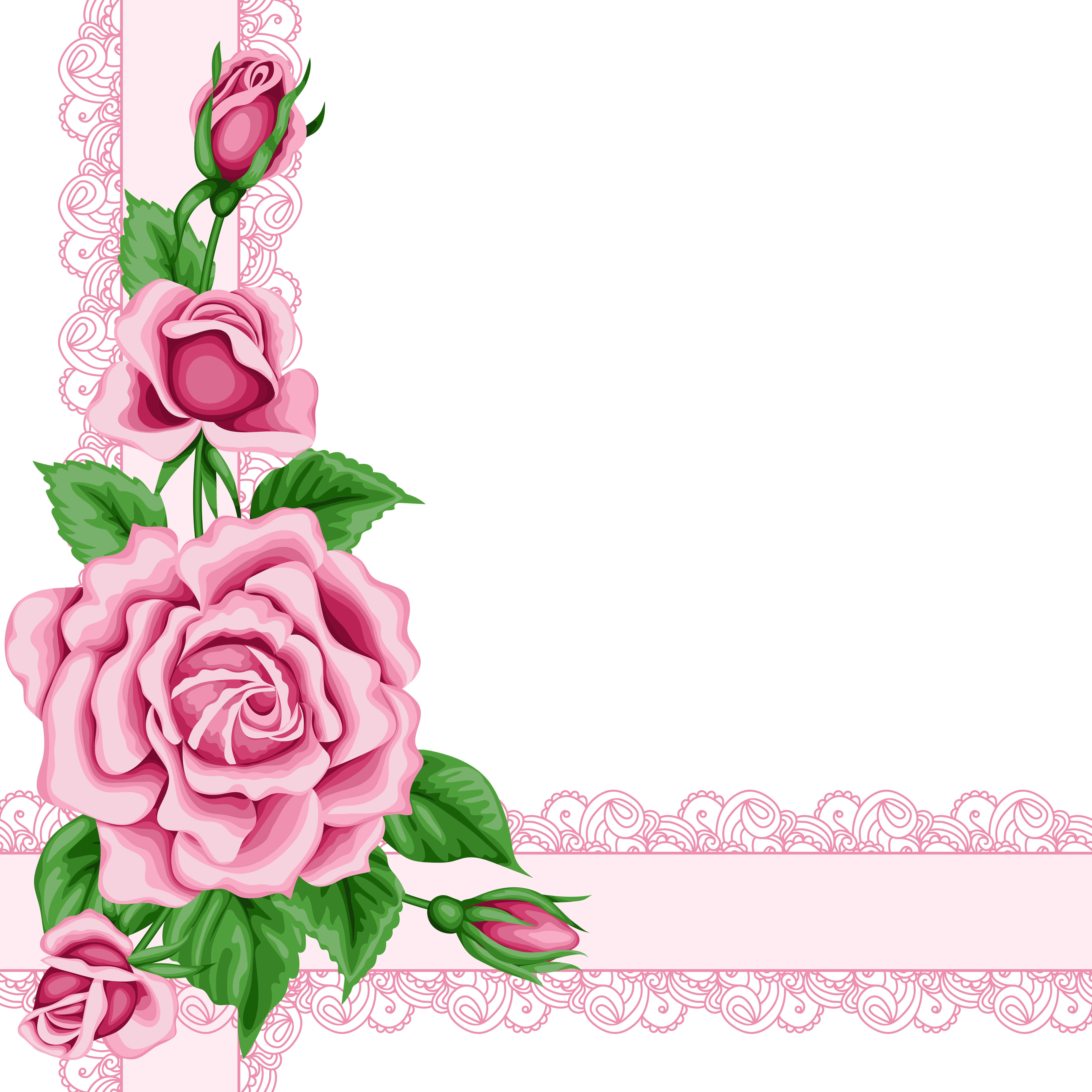 Pink Rose Flower Border Free Download PNG HQ Transparent PNG Image