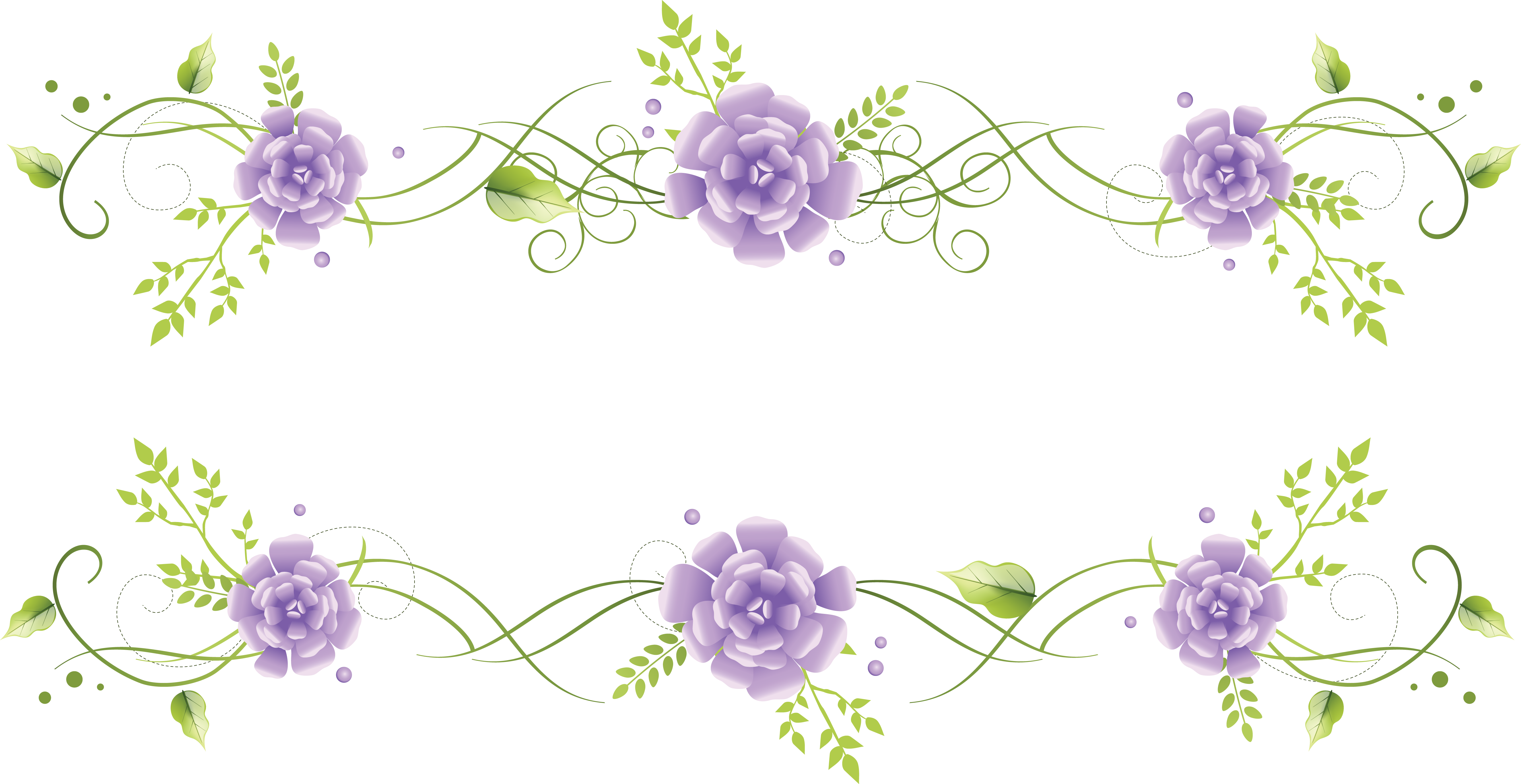 Blue Flower Border Vignette Free Clipart HQ Transparent PNG Image