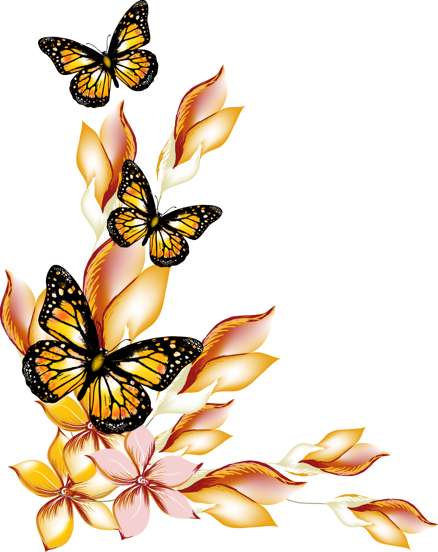 Butterfly And Flower Butterflies Vector Borders Flowers Transparent PNG Image