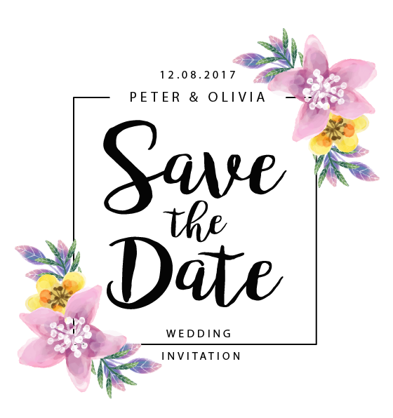 Flowers Wedding Date The Save Border Transparent PNG Image