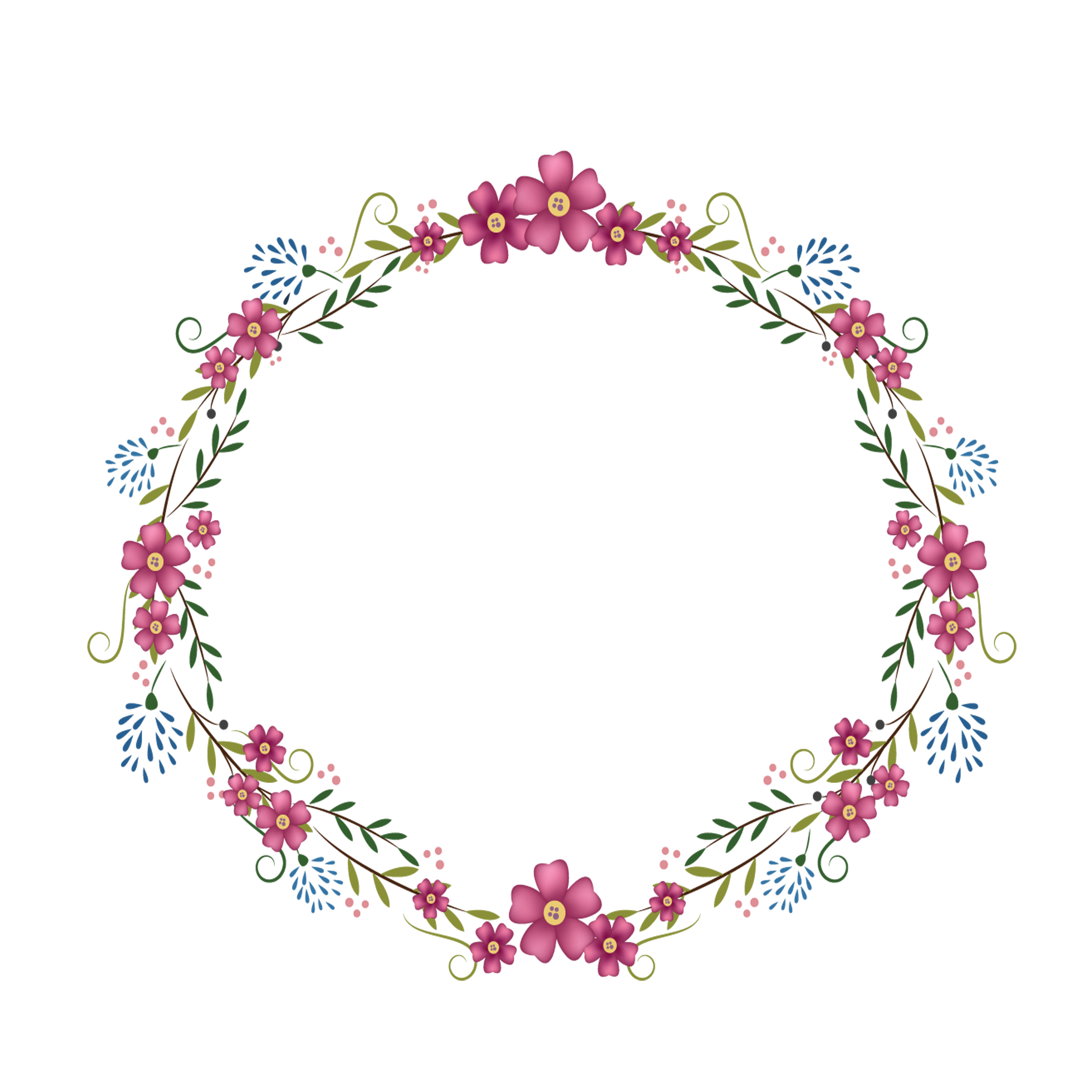 Frame Flowers Round Free Clipart HD Transparent PNG Image