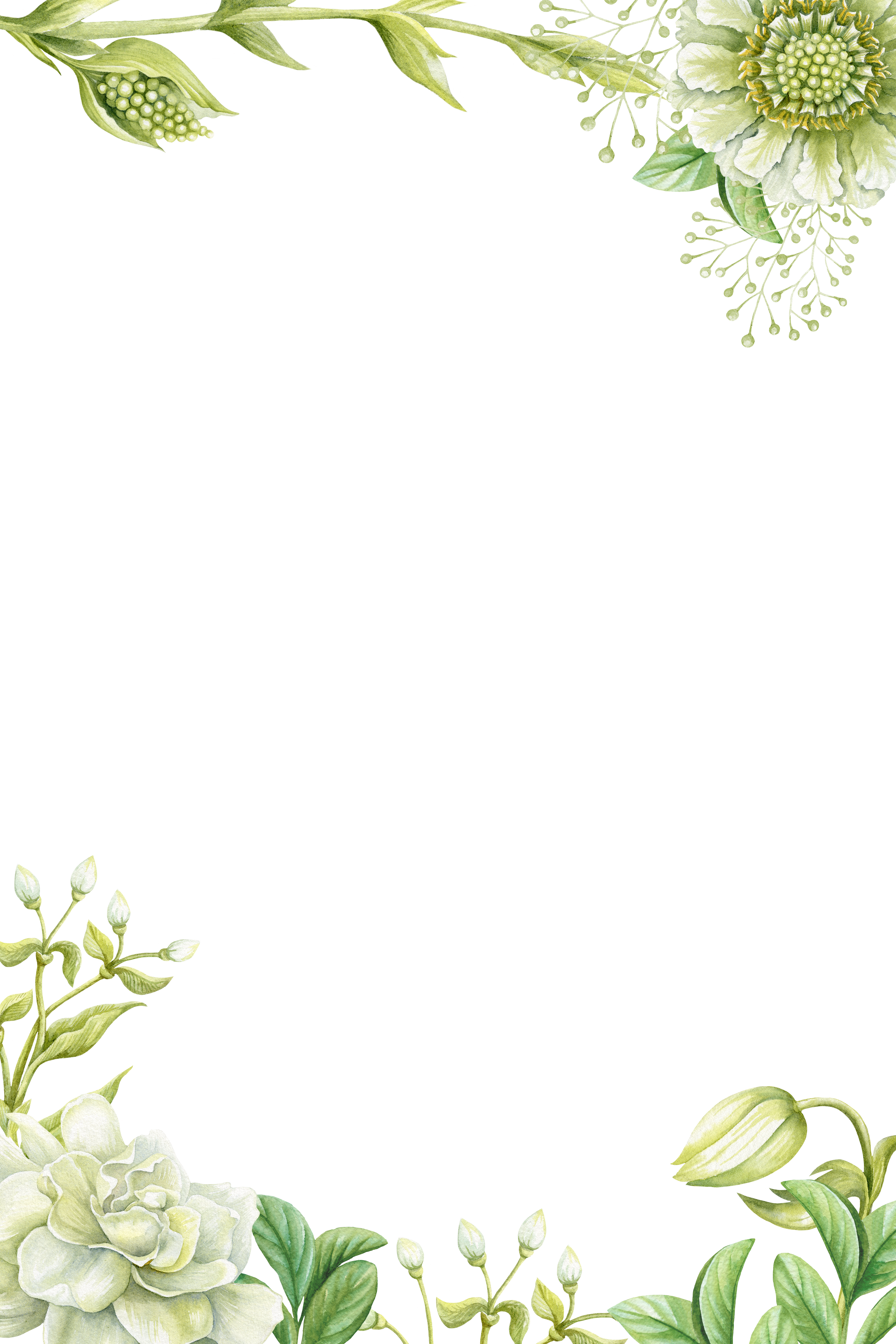 Green Borders Flower Painting Hand-Painted PNG Download Free Transparent PNG Image