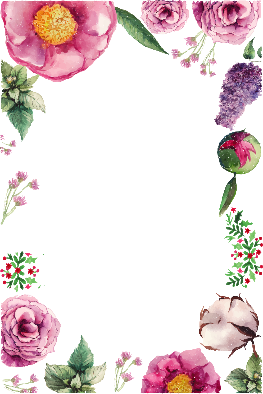 Flower Greeting Birthday Vector Flowers Border Card Transparent PNG Image