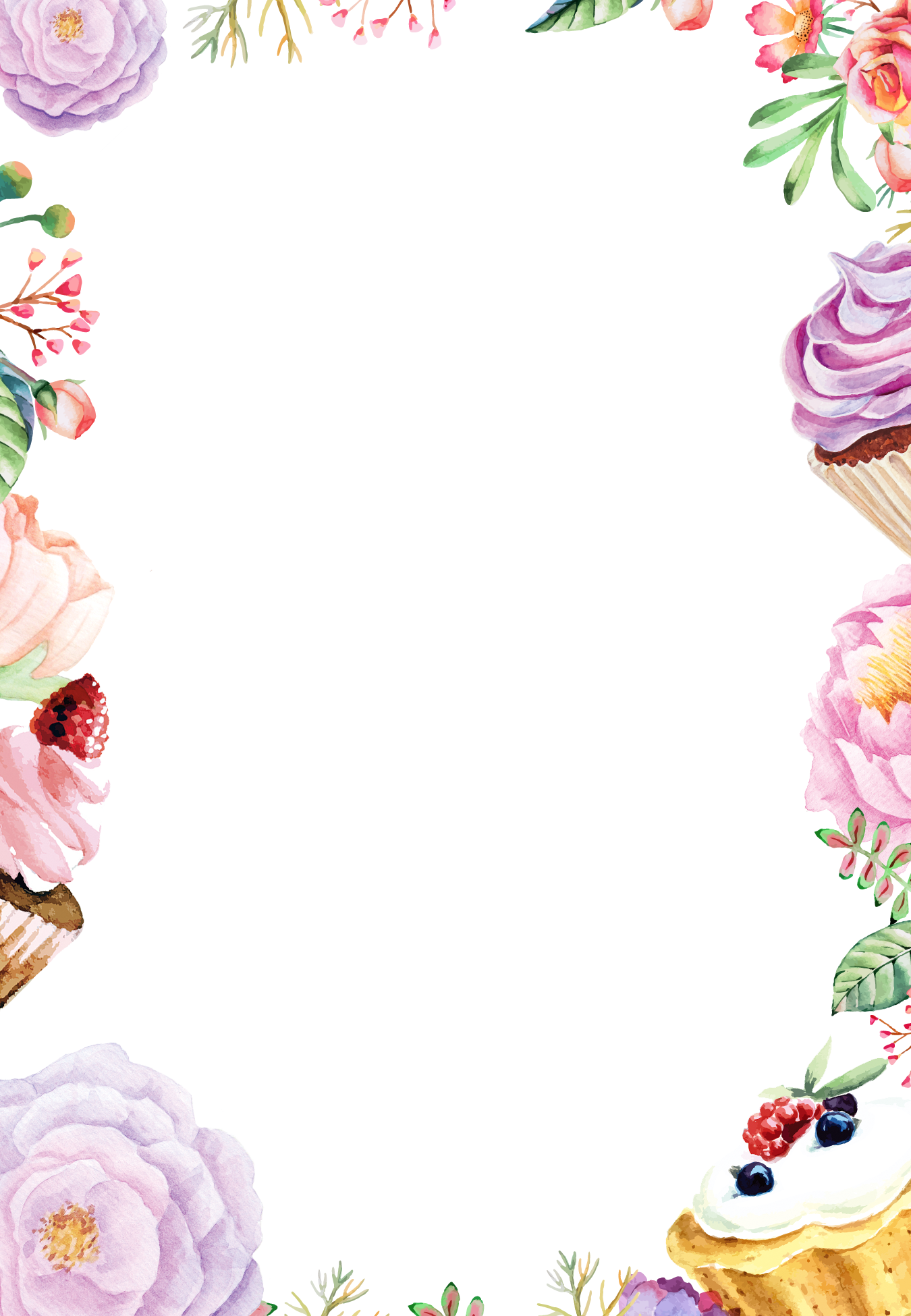 Flower Painting Watercolor Cake Flowers Border Drawing Transparent PNG Image