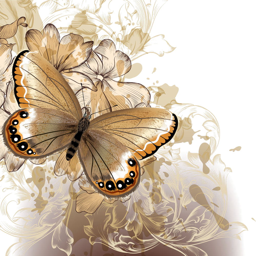 Crossstitch Butterfly Flower Fractal Stitch Free Photo PNG Transparent PNG Image