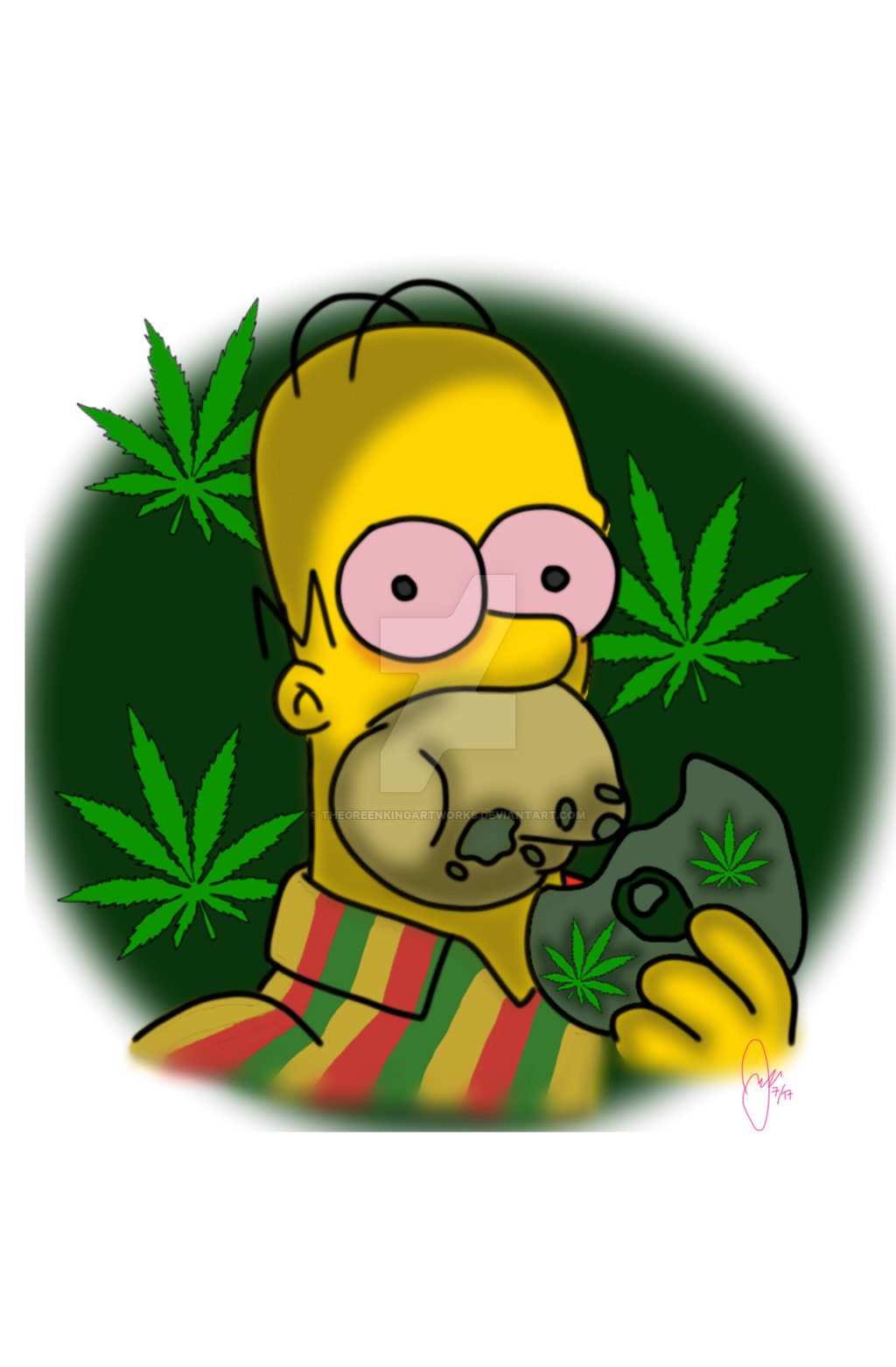 Homer Bart Yellow Cannabis Green Simpson Transparent PNG Image