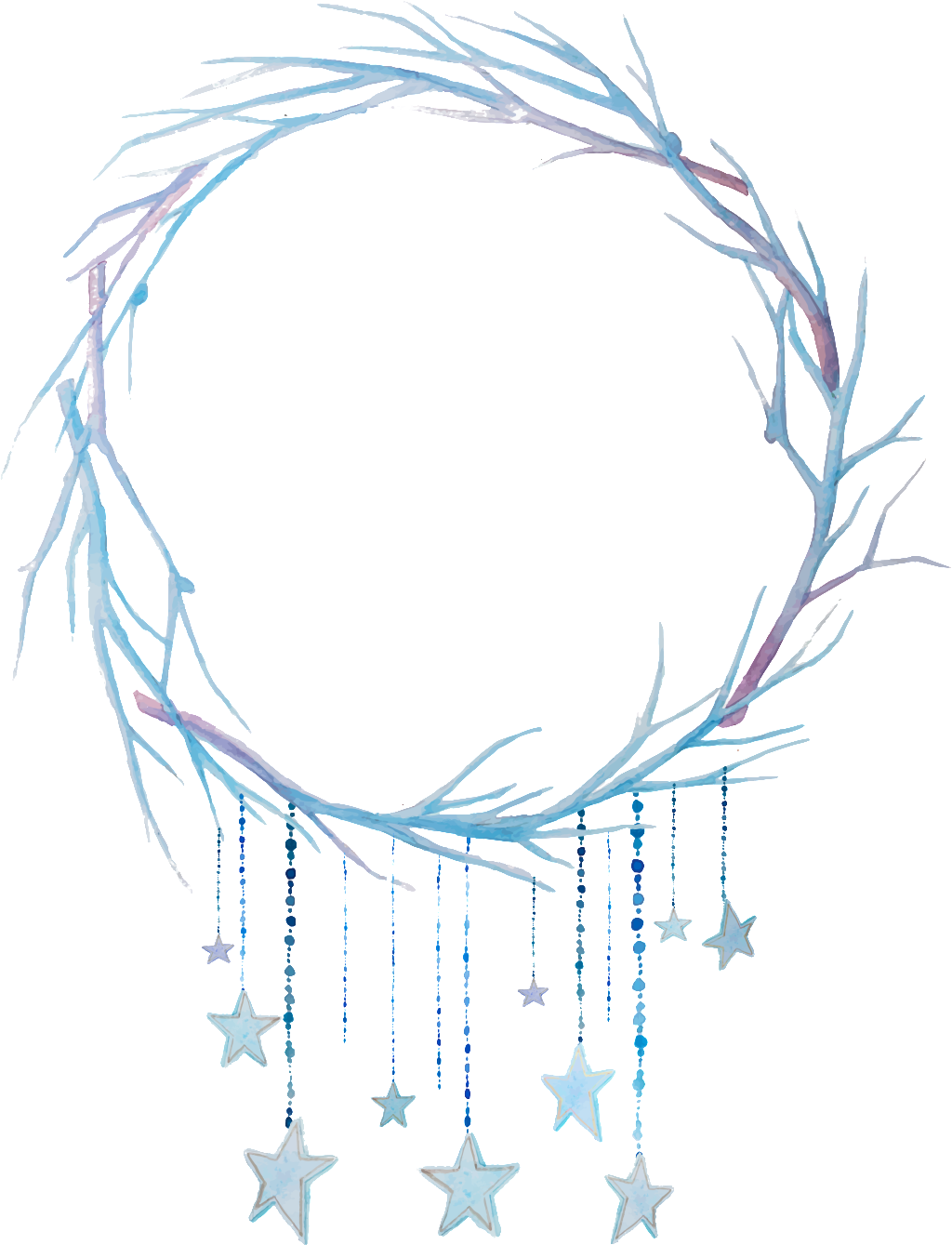 Blue Dreamcatcher Wreath Illustration Creative Watercolor Hand-Painted Transparent PNG Image