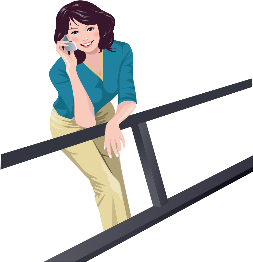 Mobile Using Girl Vector Phone Transparent PNG Image