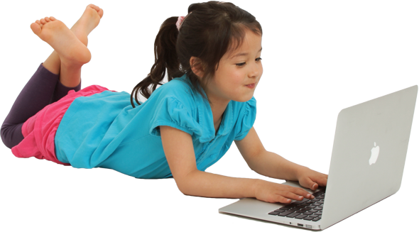 Using Little Laptop Girl Free Photo Transparent PNG Image