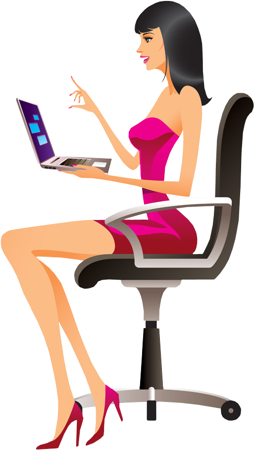 Using Girl Laptop Office Download HD Transparent PNG Image