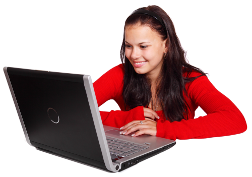 Professional Girl Laptop Using Free HD Image Transparent PNG Image