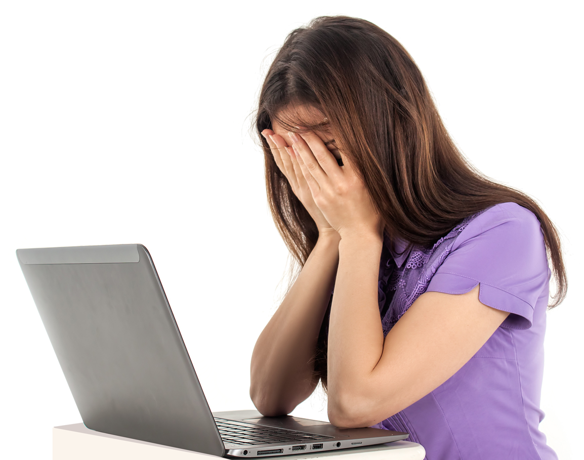 Using Girl Laptop Sad Free Download PNG HQ Transparent PNG Image