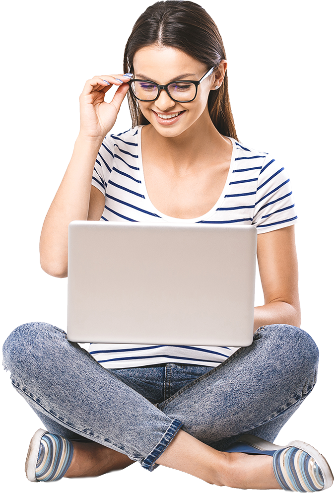 Using Smiling Laptop Girl PNG Download Free Transparent PNG Image