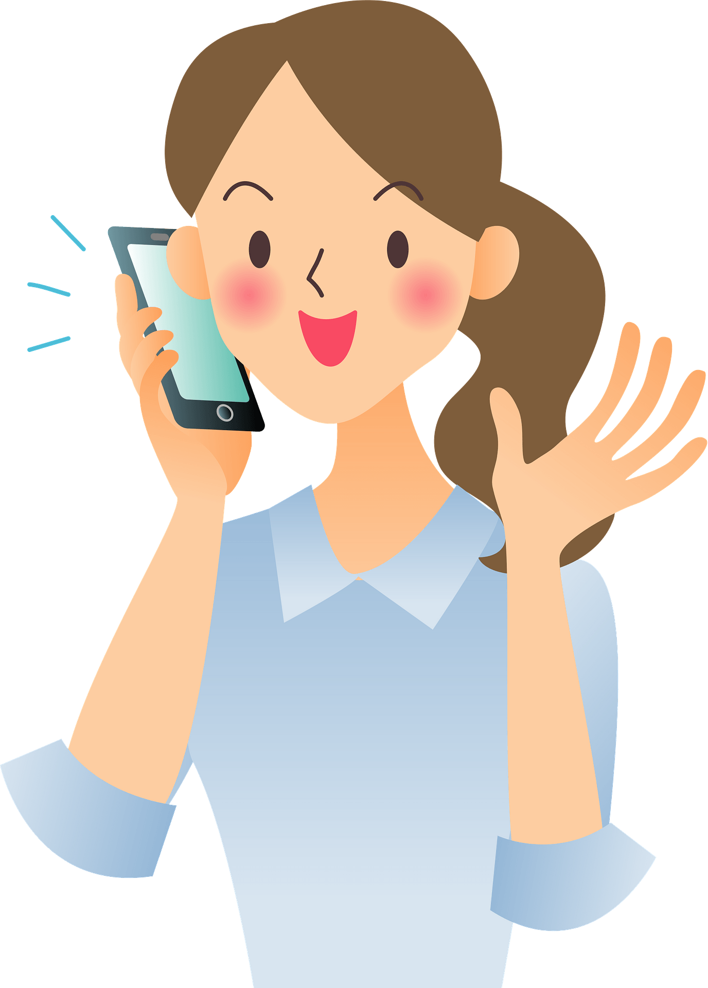 Mobile Using Smiling Girl Phone Transparent PNG Image