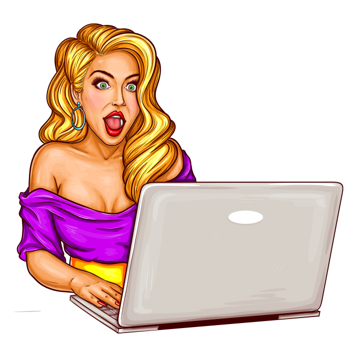 Surprise Girl Laptop Using Download Free Image Transparent PNG Image