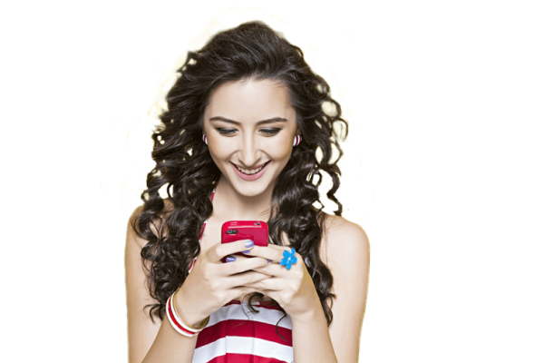 Mobile Using Girl Texting Phone Transparent PNG Image